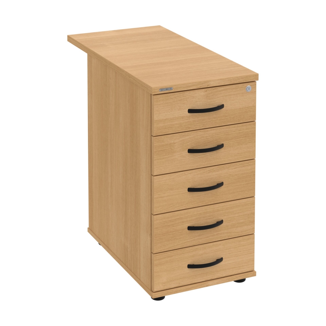 K 35 C N 80 – Kontejner, 5 zásuvek, cent. zamykání, léta napříč, hl. 80 cm Hobis