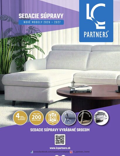 Katalog LC Partners fialový – exkluzivní sedací soupravy 2026-2027