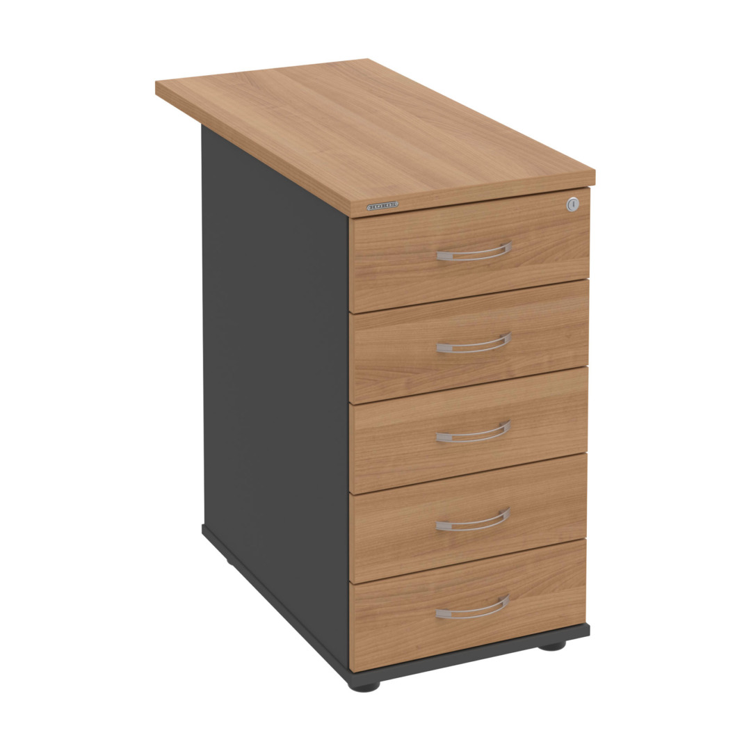 K 35 C P 80 – Kontejner, 5 zásuvek, cent. zamykání, léta podél, hl. 80 cm Hobis