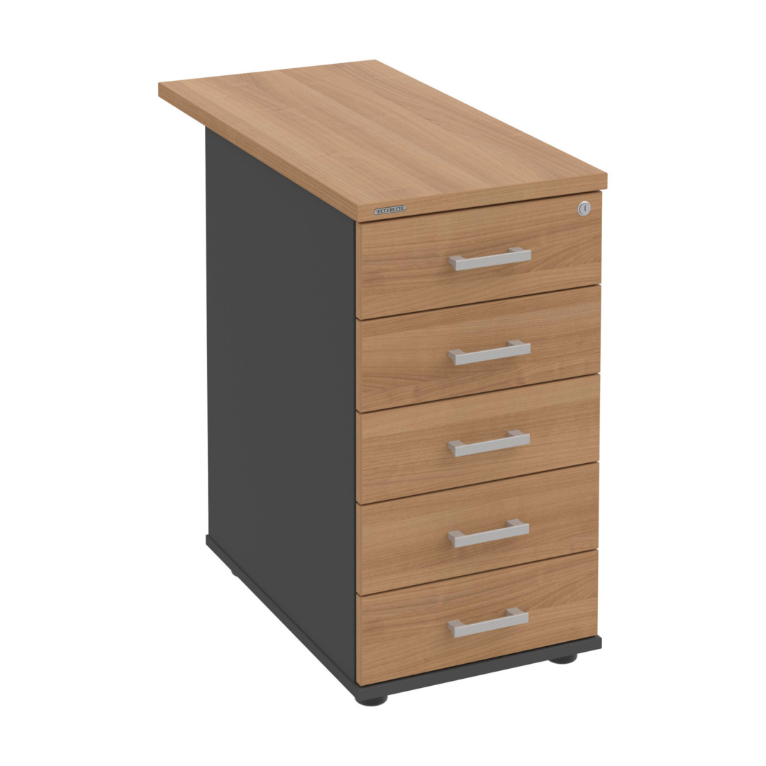 K 35 C P 80 – Kontejner, 5 zásuvek, cent. zamykání, léta podél, hl. 80 cm Hobis
