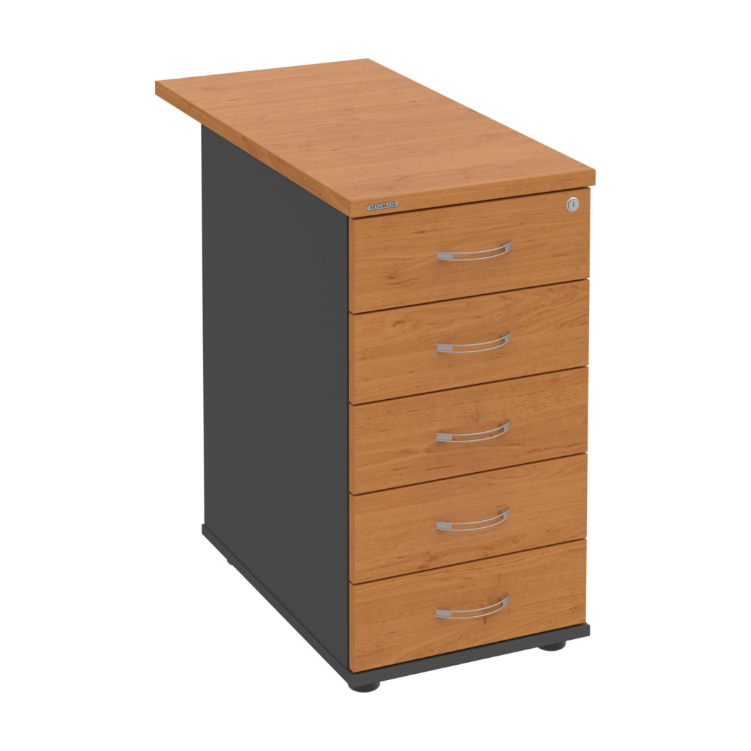 K 35 C N 80 – Kontejner, 5 zásuvek, cent. zamykání, léta napříč, hl. 80 cm Hobis