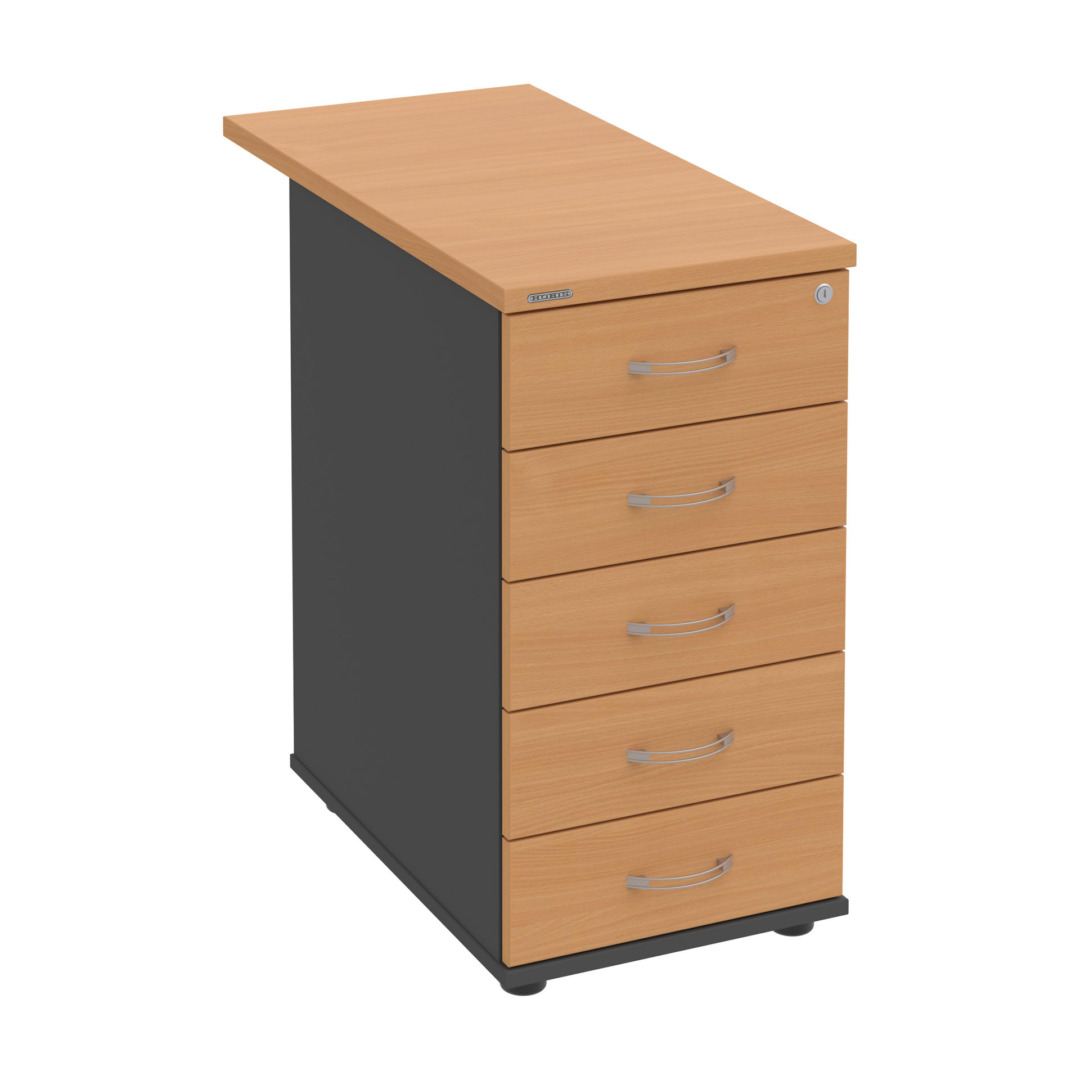 K 35 C N 80 – Kontejner, 5 zásuvek, cent. zamykání, léta napříč, hl. 80 cm Hobis
