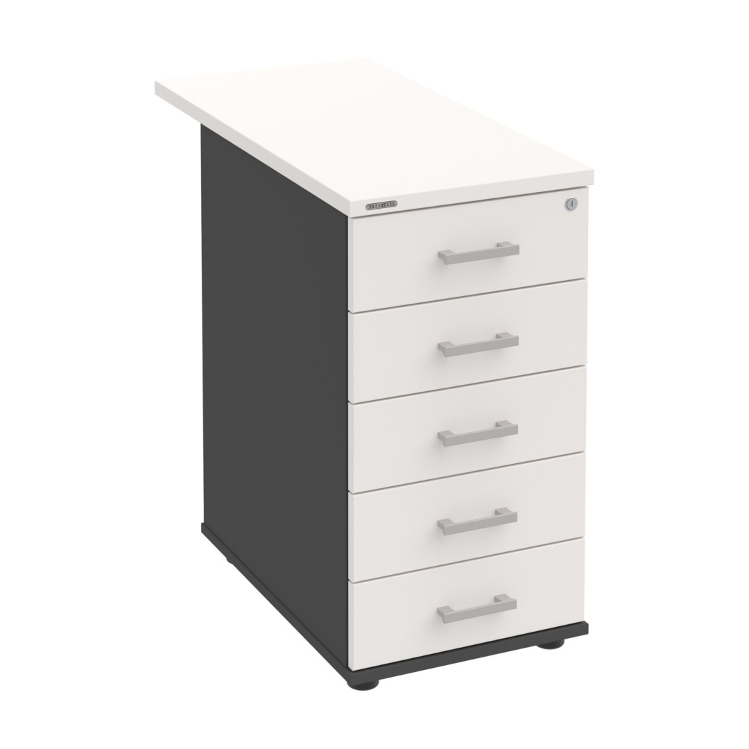 K 35 C N 80 – Kontejner, 5 zásuvek, cent. zamykání, léta napříč, hl. 80 cm Hobis