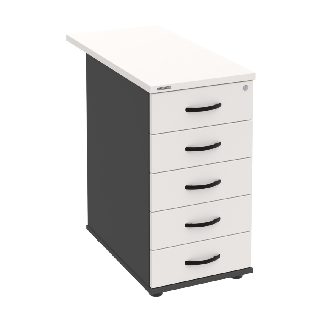 K 35 C N 80 – Kontejner, 5 zásuvek, cent. zamykání, léta napříč, hl. 80 cm Hobis
