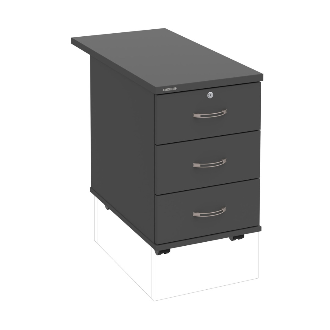 K 33 Z N 80 – Kontejner, 3 zásuvky, uzamykatelný, léta napříč, hl. 80 cm Hobis